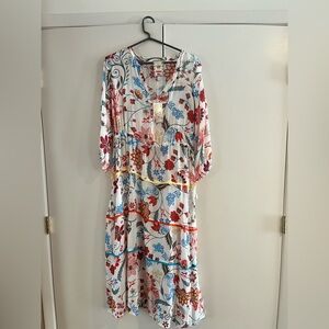 Johnny Was Vibrant Floral Long Sleeve Dress
